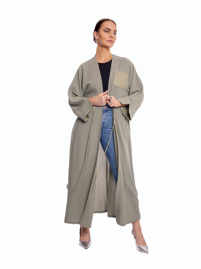 Sage green soft crepe abaya