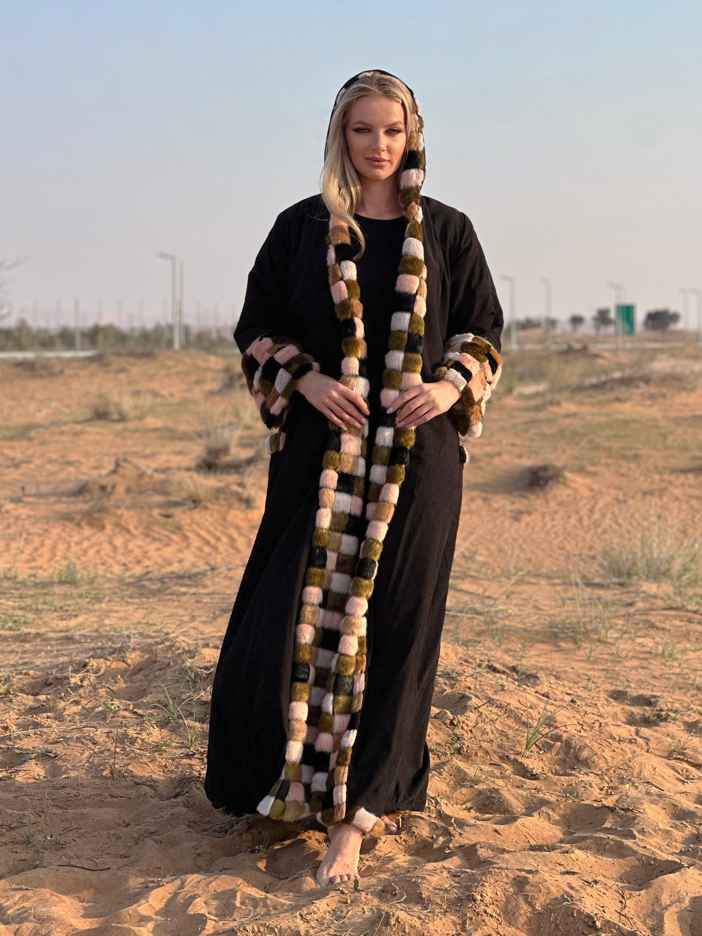 Winter Abaya Farwa collection - Black abaya with fur