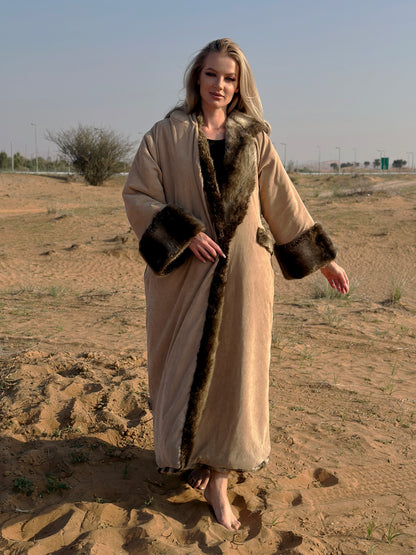 Winter abaya Farwa collection - Brown Abaya with fur