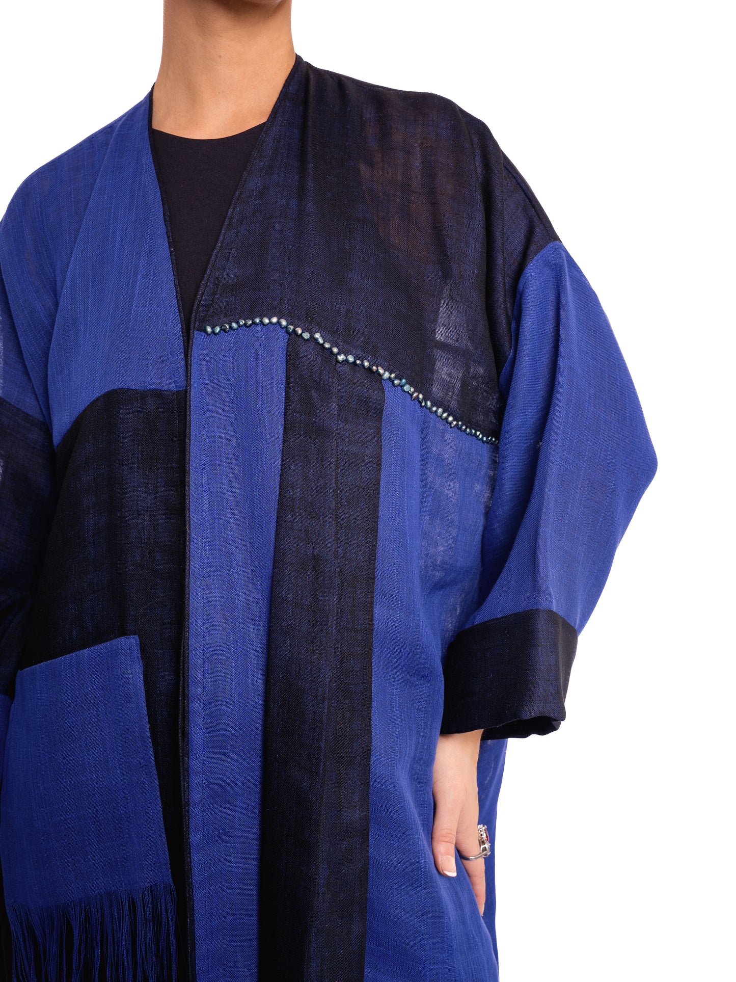 Dark Blue linen abaya