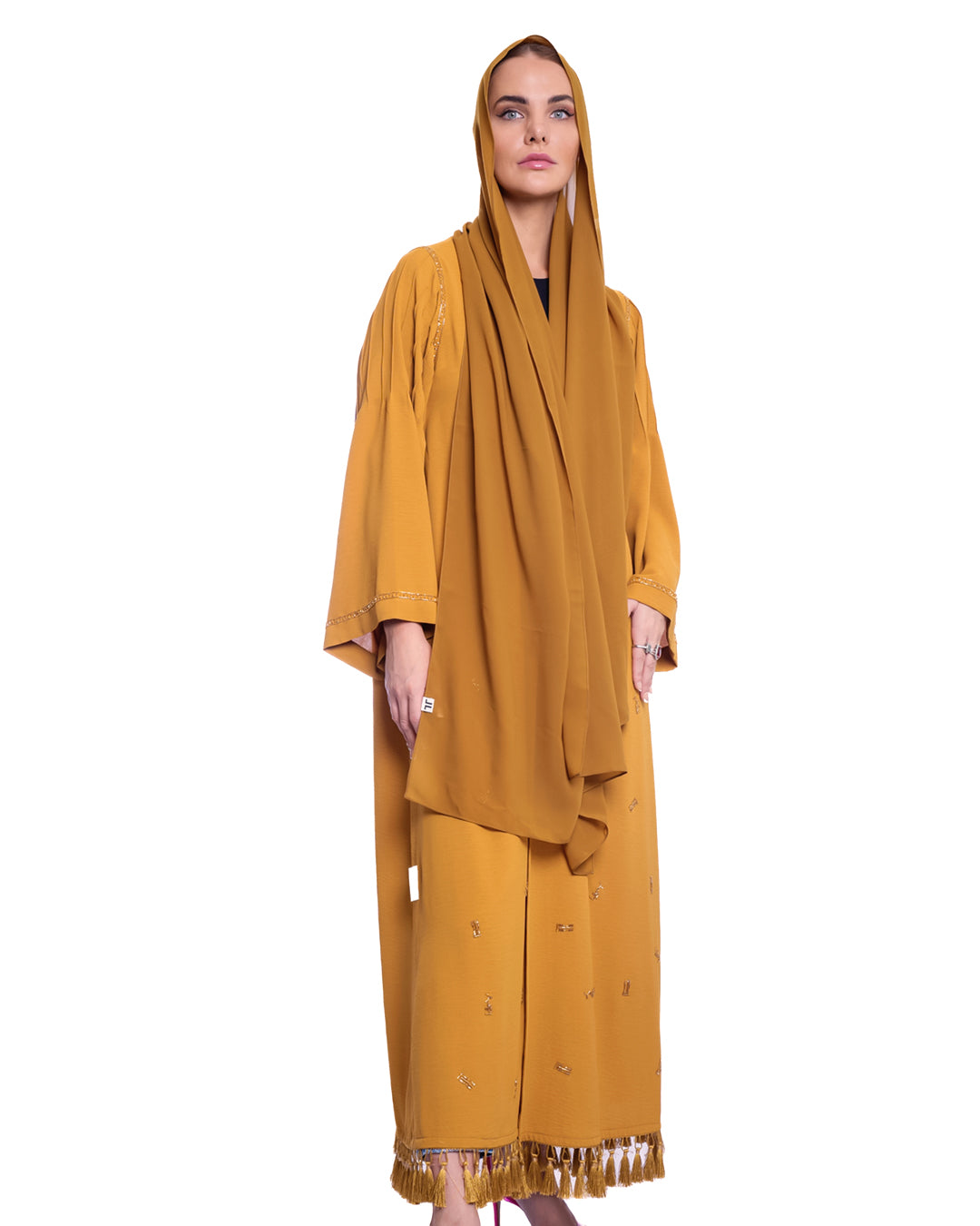 Mustard soft crepe Abaya