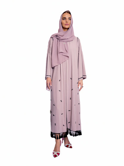 Pink soft crepe Abaya