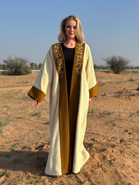 Winter Abaya Farwa collection - Off-white abaya