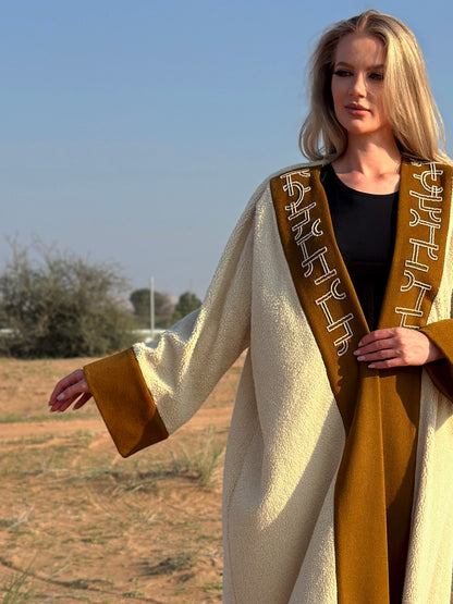 Winter Abaya Farwa collection - Off-white abaya