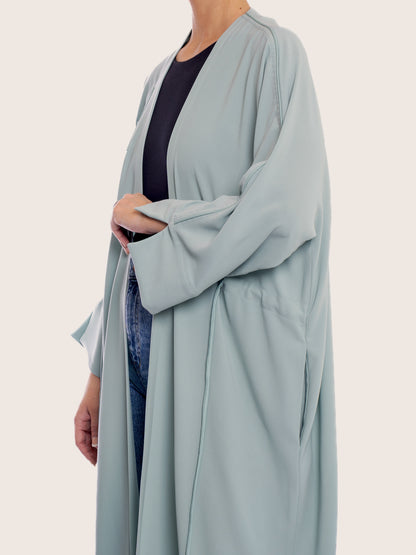 Sea green soft crepe abaya