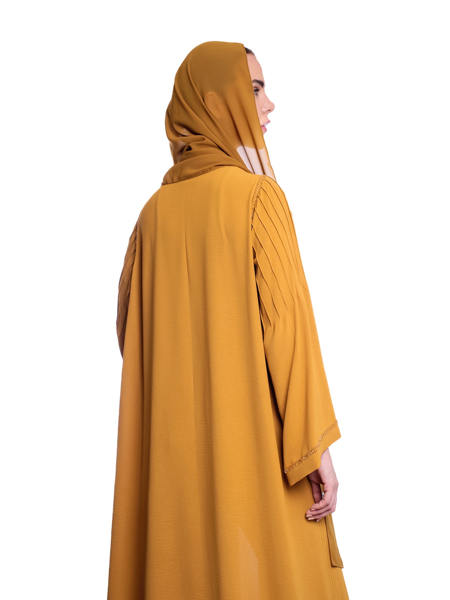 Mustard soft crepe Abaya