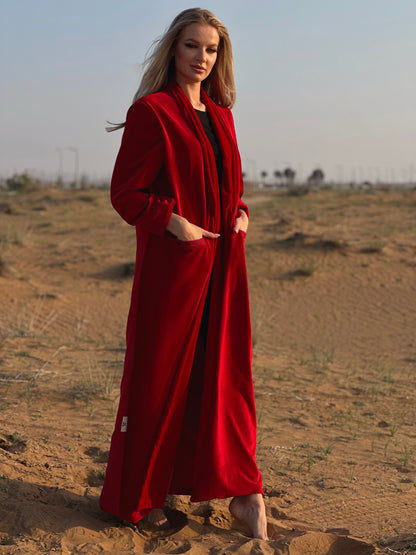 Winter Abaya - Red Velvet