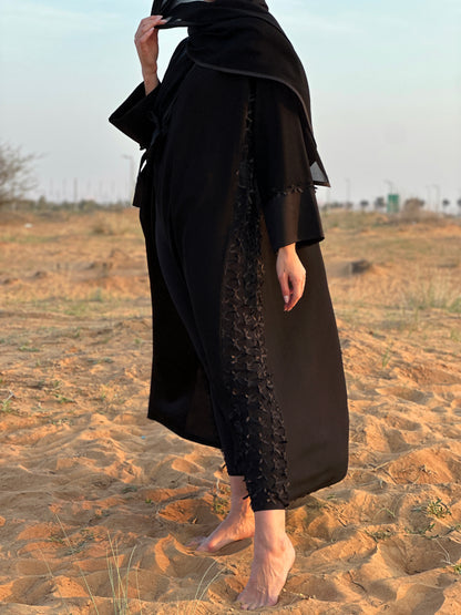 Black Abaya - Crepe and Satin fabric