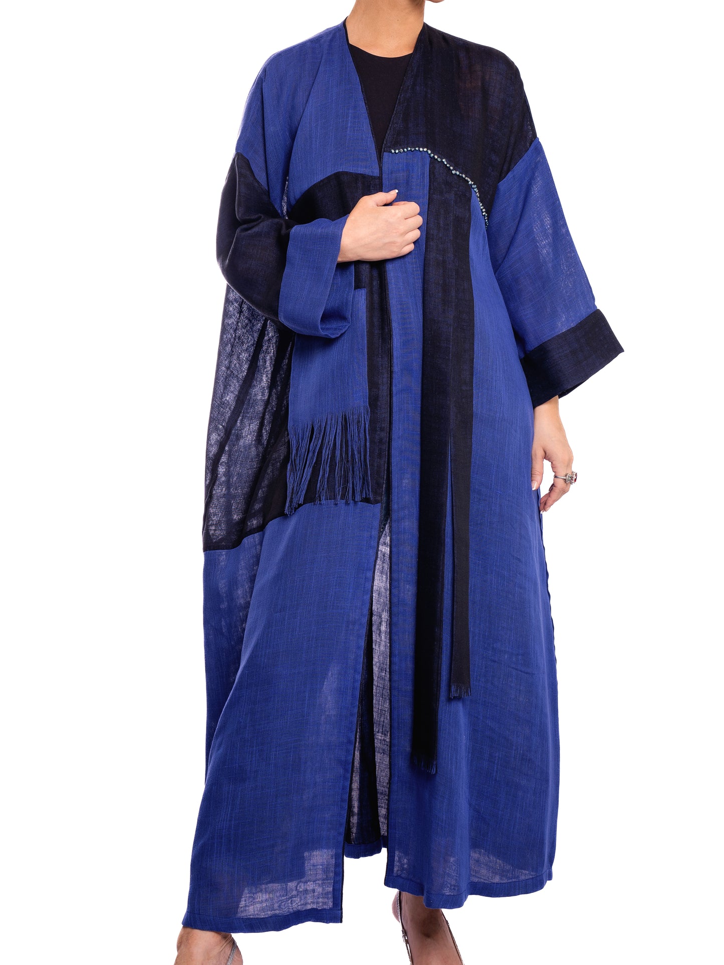 Dark Blue linen abaya