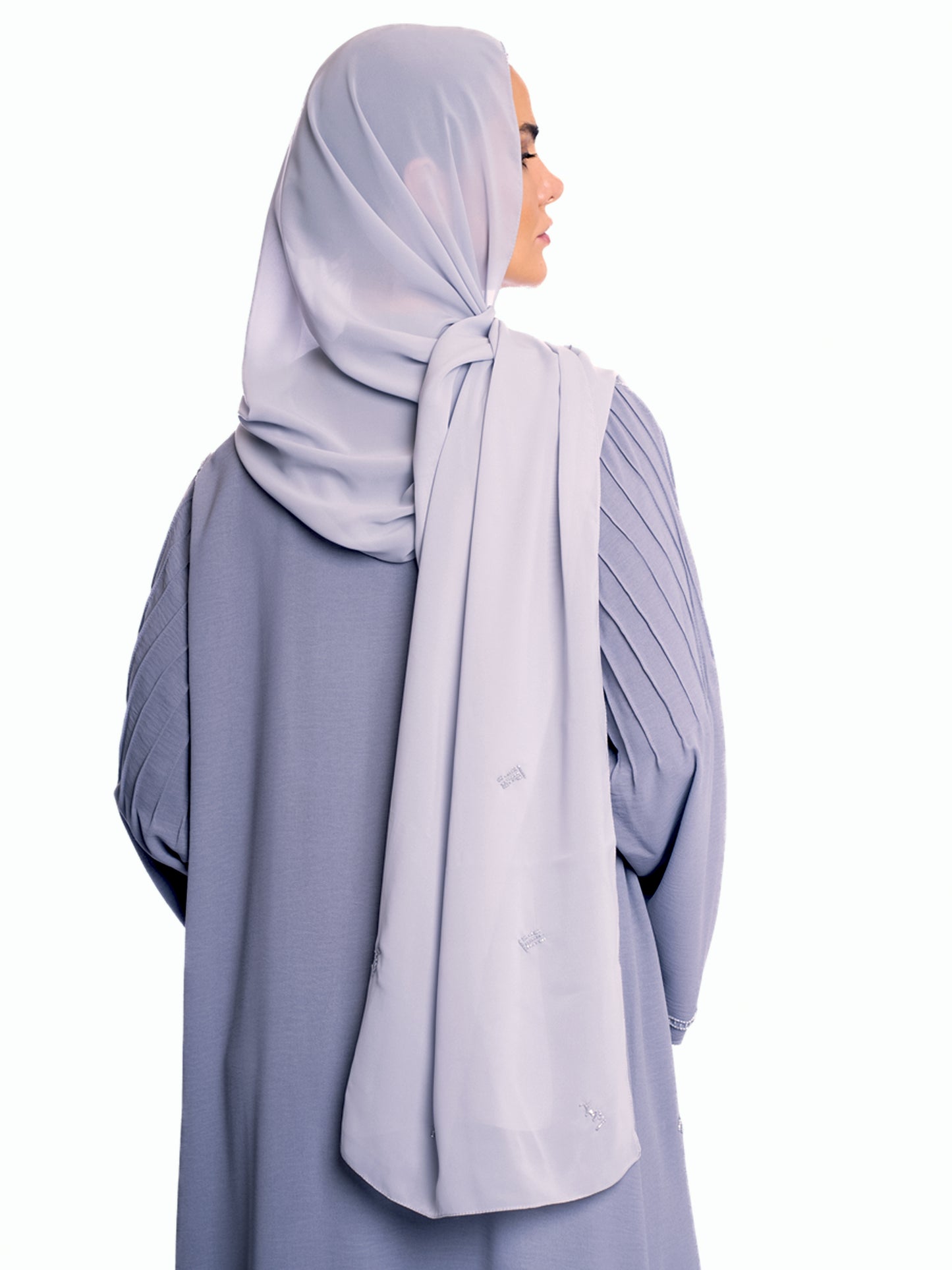 Gray soft crepe Abaya