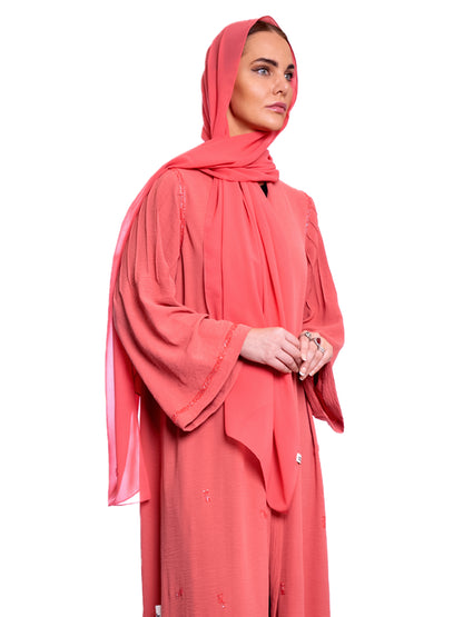 Peach soft crepe Abaya