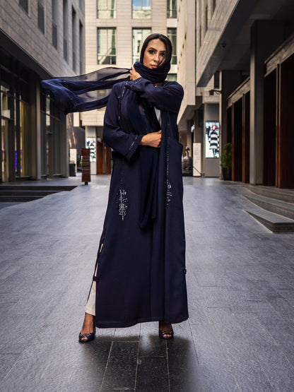 Blue linen abaya - Pattern signature