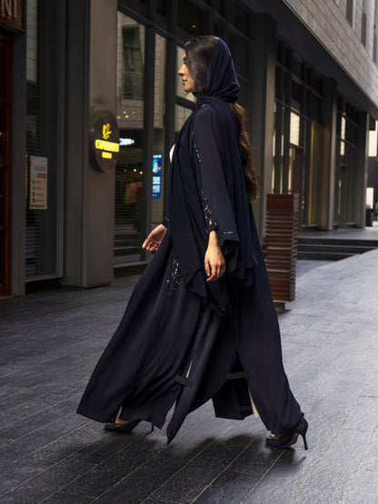 Blue linen abaya - Pattern signature