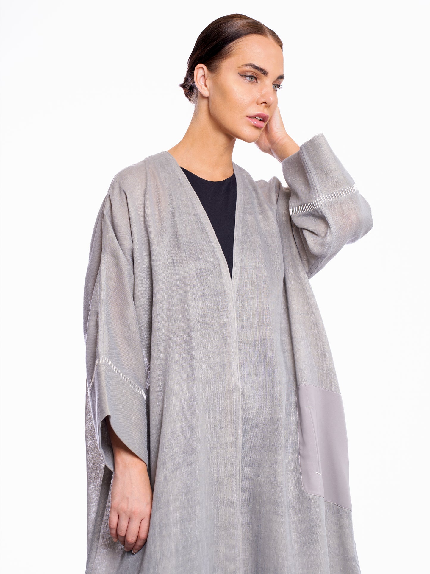 Gray Linen Abaya