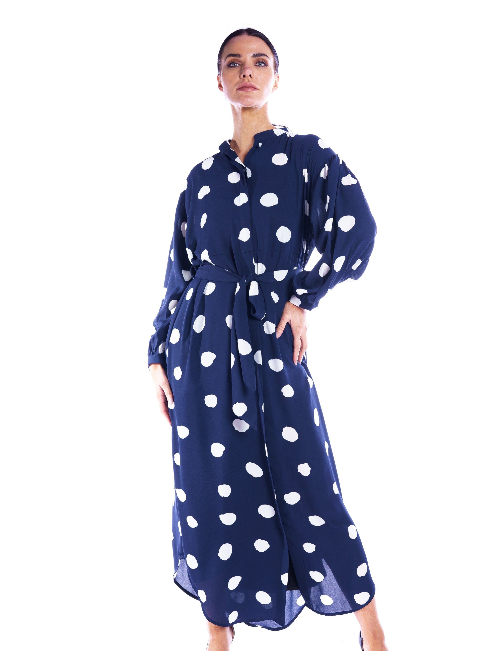 Navy Blue Chiffon Dress