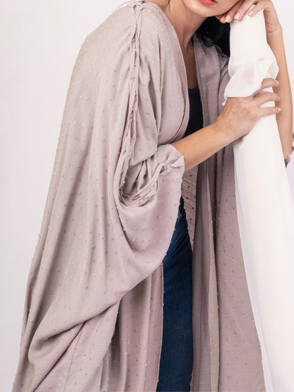 Bisht Abaya - Linen Silver Gray