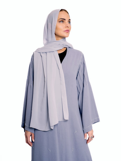 Gray soft crepe Abaya