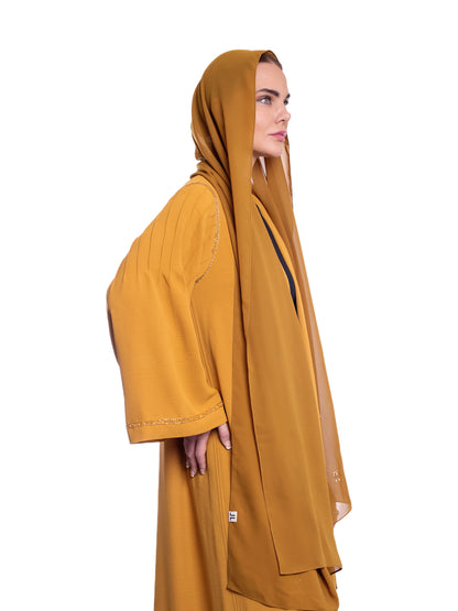 Mustard soft crepe Abaya