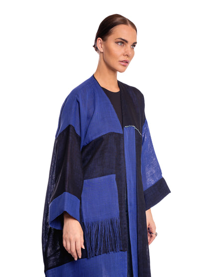 Dark Blue linen abaya