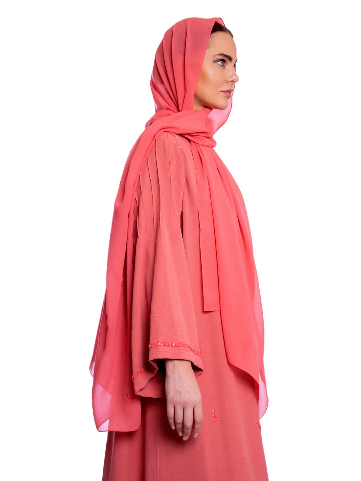 Peach soft crepe Abaya