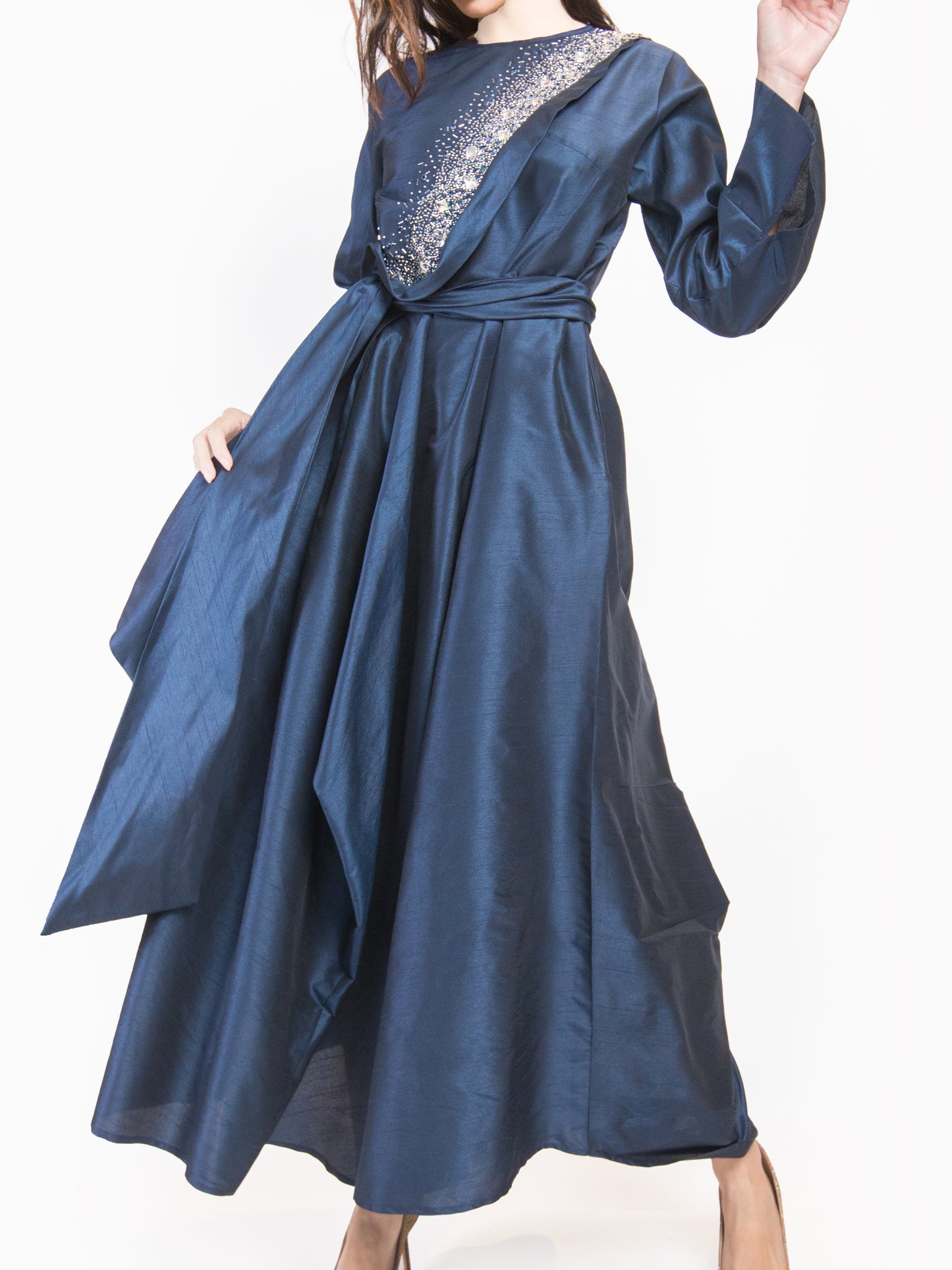 Navy Blue Indian Silk - Dresses