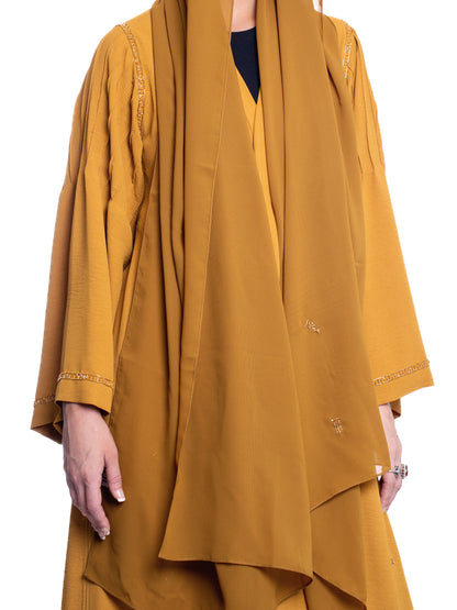 Mustard soft crepe Abaya