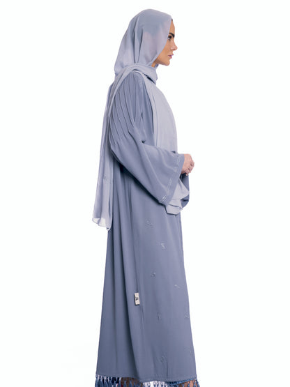 Gray soft crepe Abaya