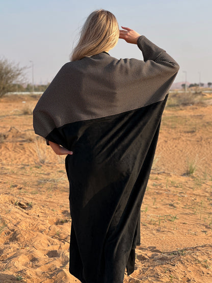 Winter Abaya - Black Velvet and woolen Bisht abaya