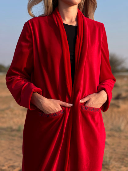 Winter Abaya - Red Velvet