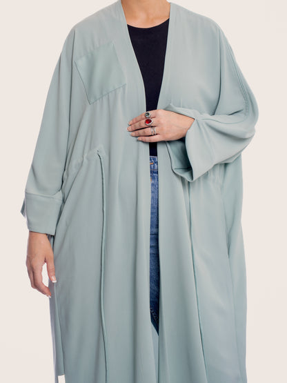 Sea green soft crepe abaya