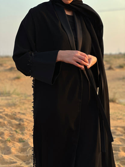 Black Abaya - Crepe and Satin fabric