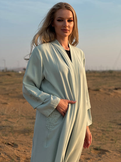 Blue Linen Abaya - Pattern Signature