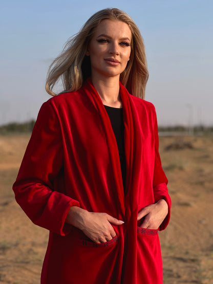 Winter Abaya - Red Velvet