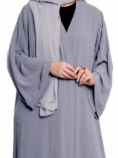 Gray soft crepe Abaya