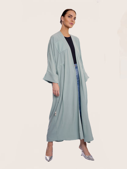 Sea green soft crepe abaya