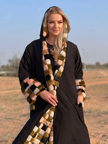 Winter Abaya Farwa collection - Black abaya with fur