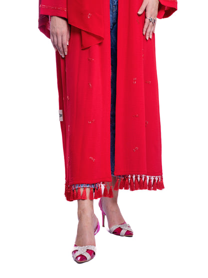 Bright Red Soft Crepe Abaya