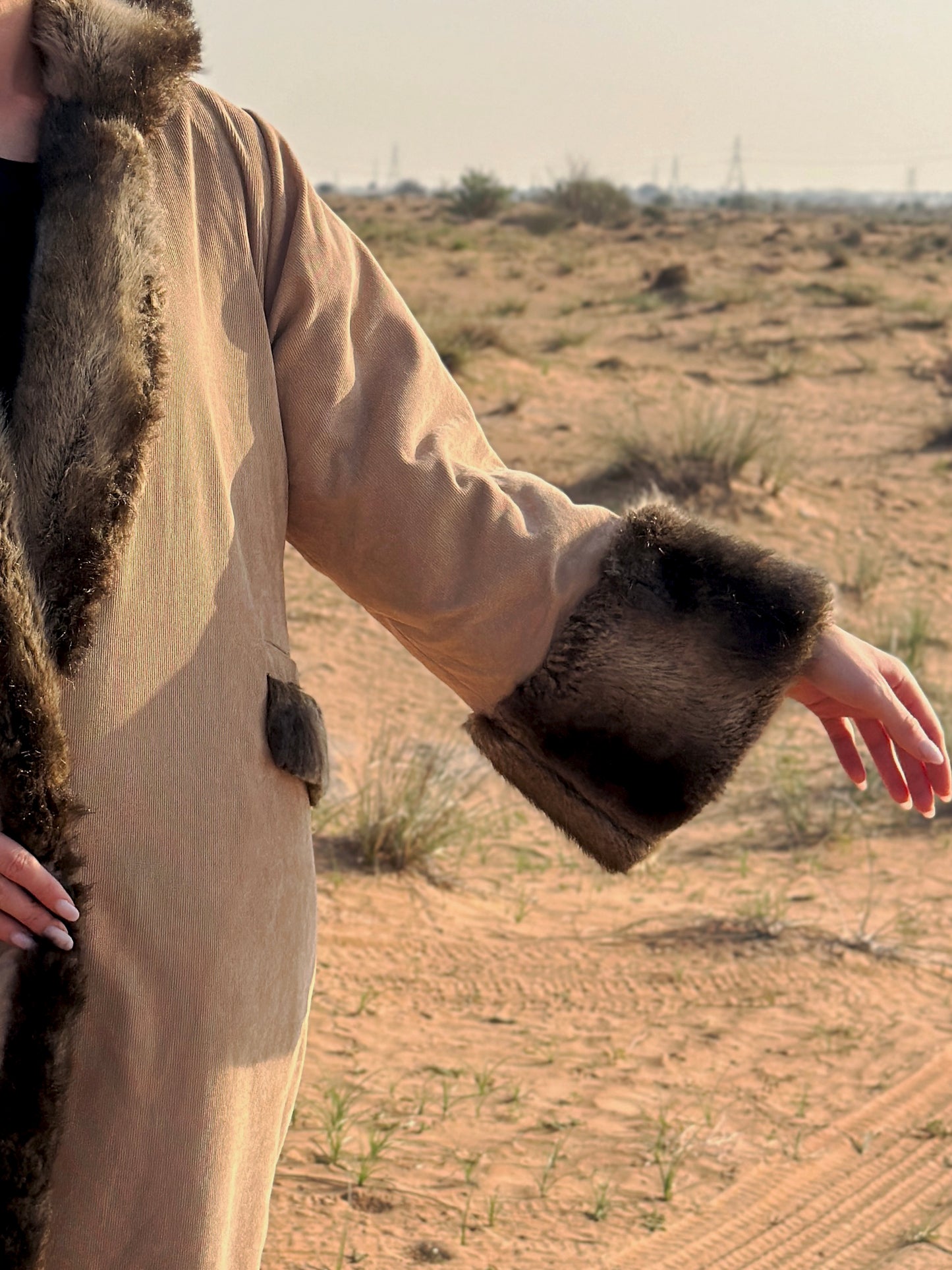 Winter abaya Farwa collection - Brown Abaya with fur