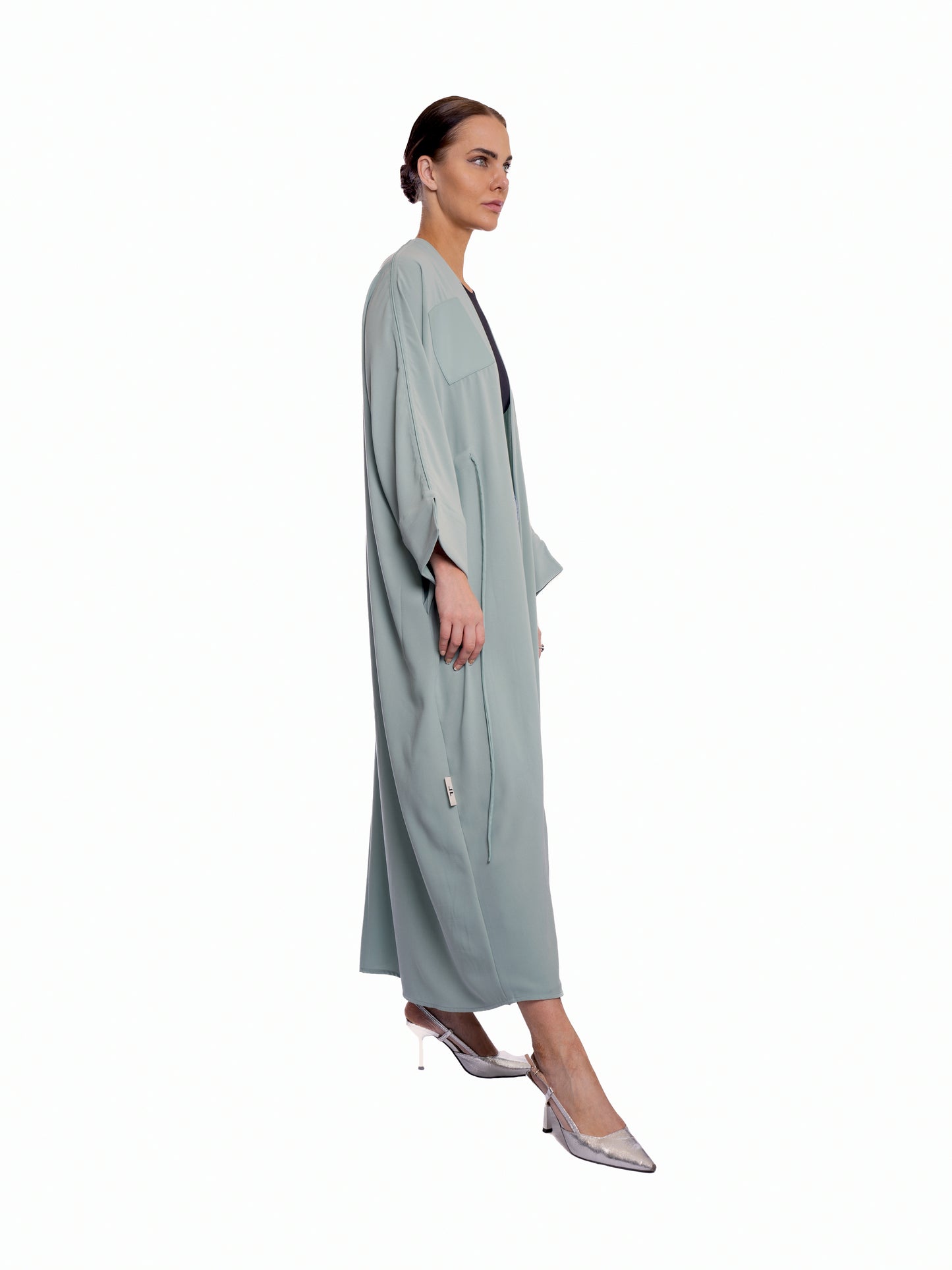 Sea green soft crepe abaya