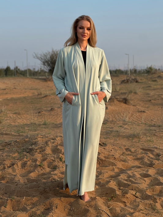 Blue Linen Abaya - Pattern Signature