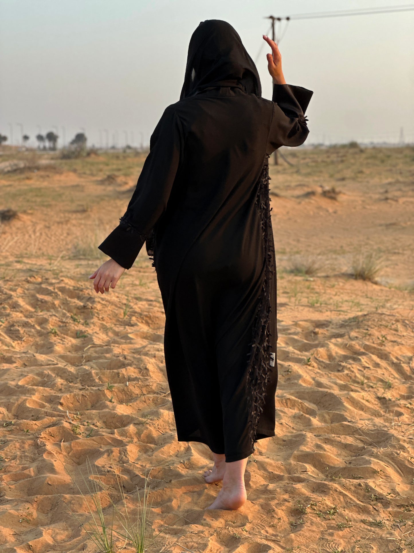 Black Abaya - Crepe and Satin fabric