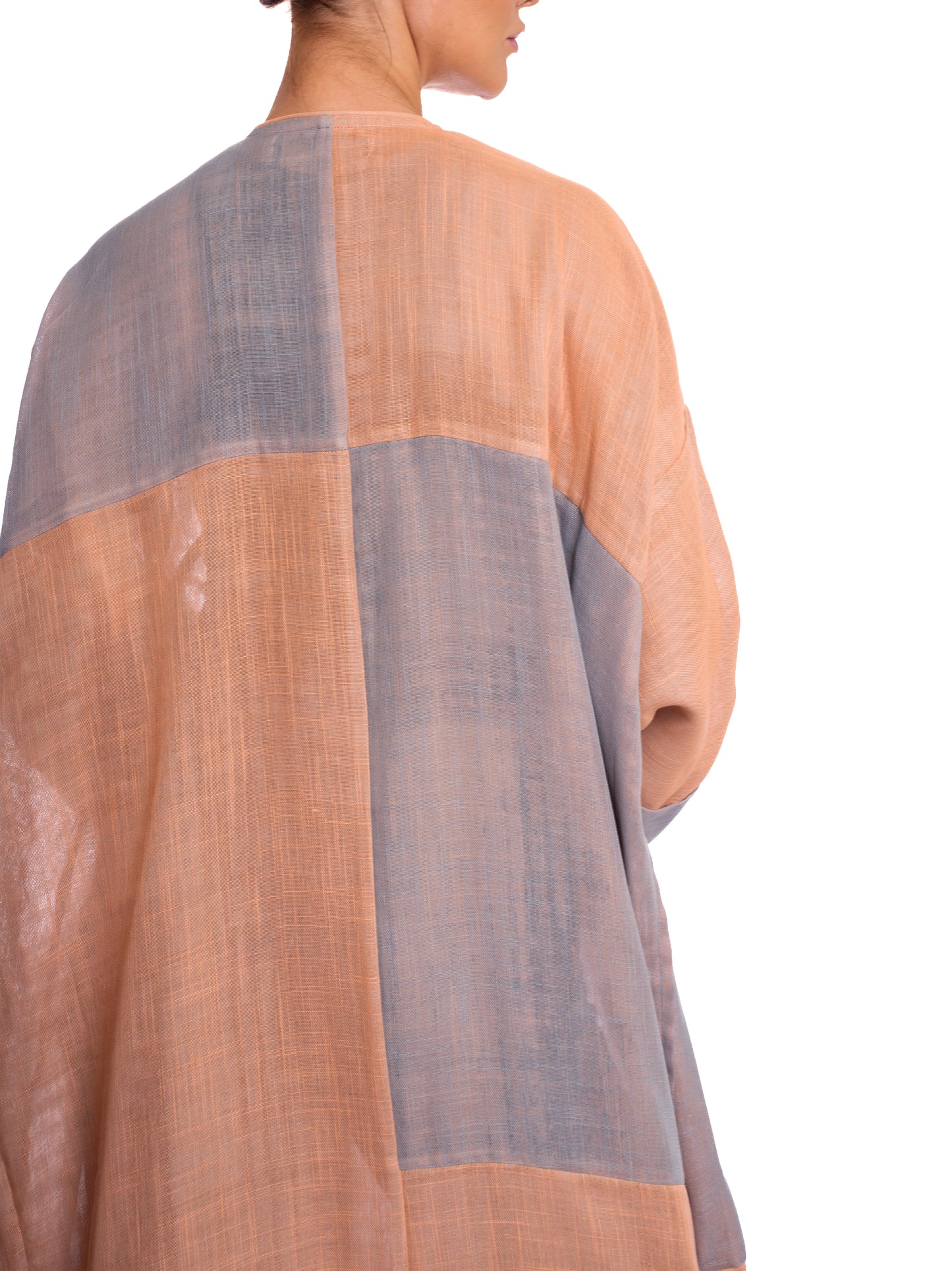 Peach gray Linen Abaya