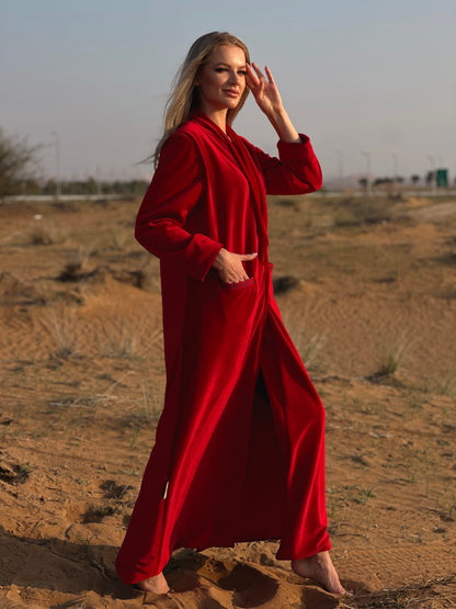 Winter Abaya - Red Velvet