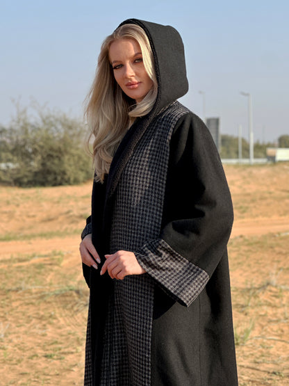 Winter Abaya Farwa collection - Black Woolen with fur