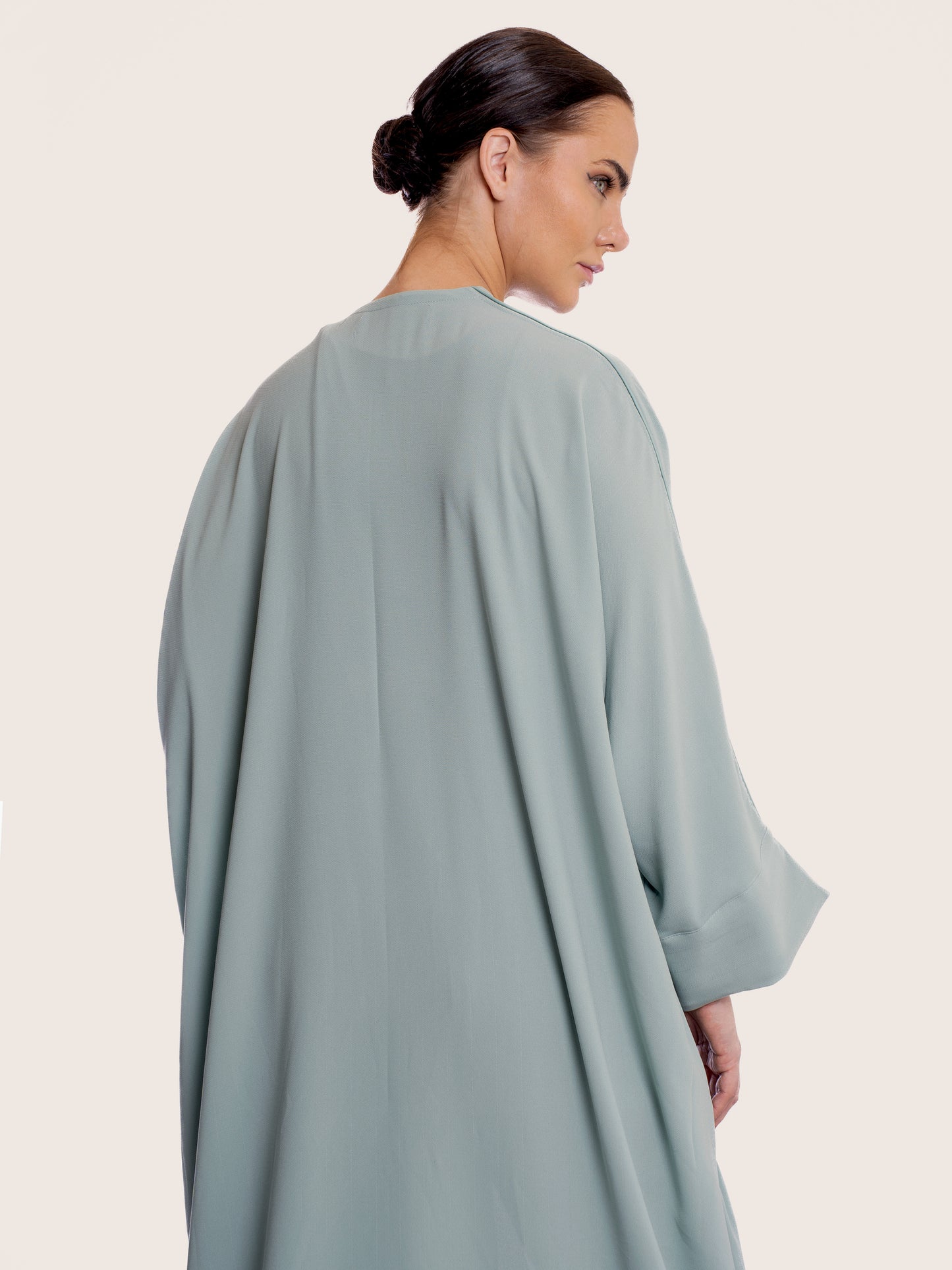 Sea green soft crepe abaya