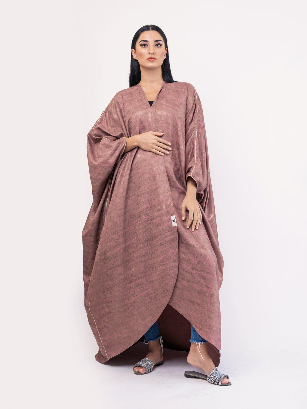 Bisht Abaya - Dusty cedar gold