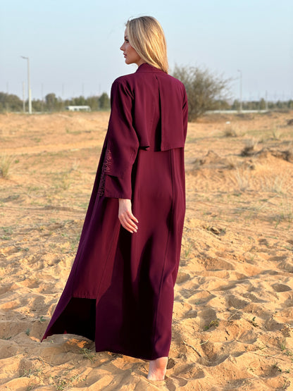 Maroon Linen Abaya - Pattern signature