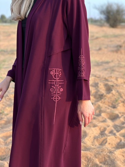 Maroon Linen Abaya - Pattern signature