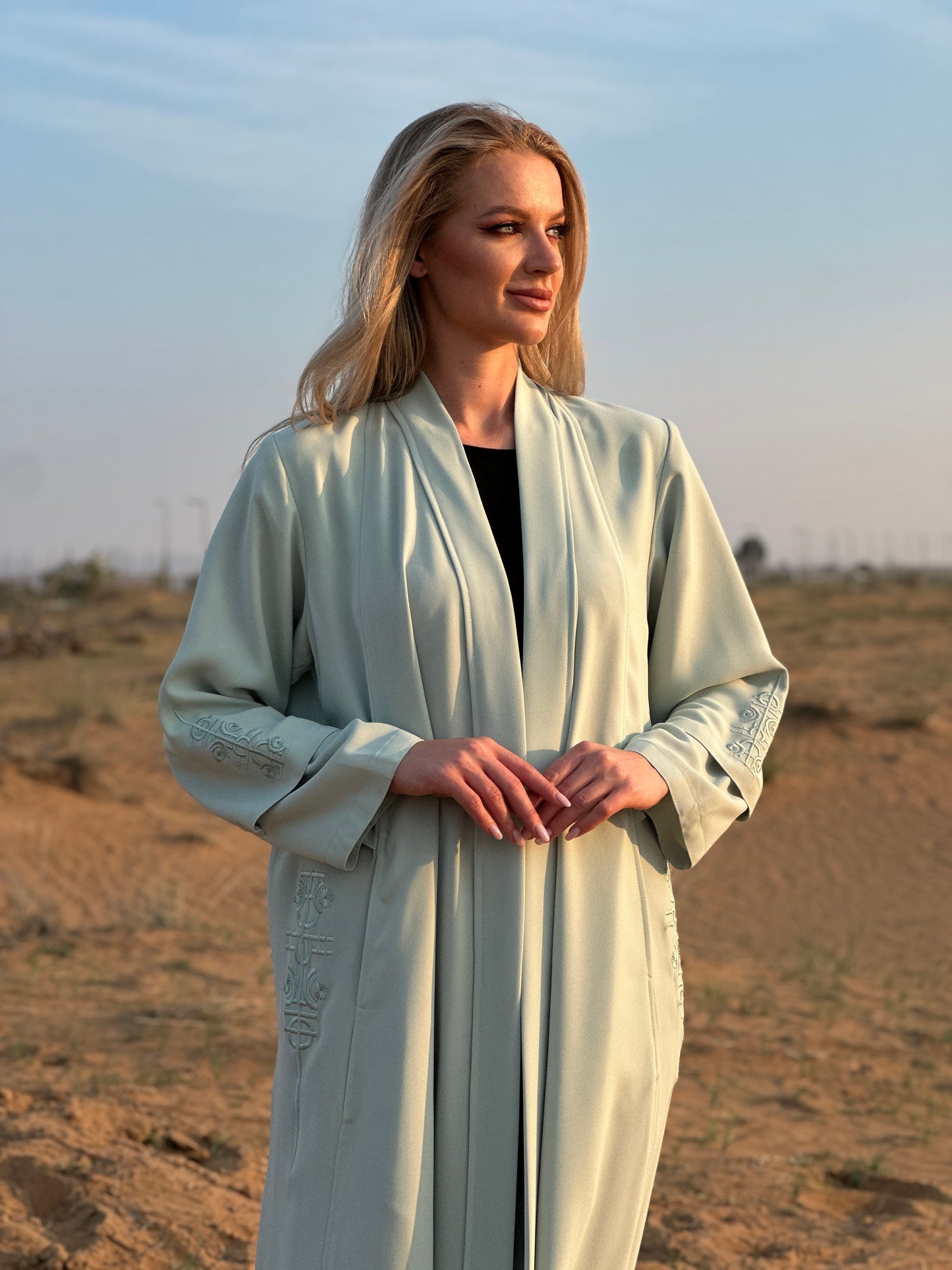 Blue Linen Abaya - Pattern Signature