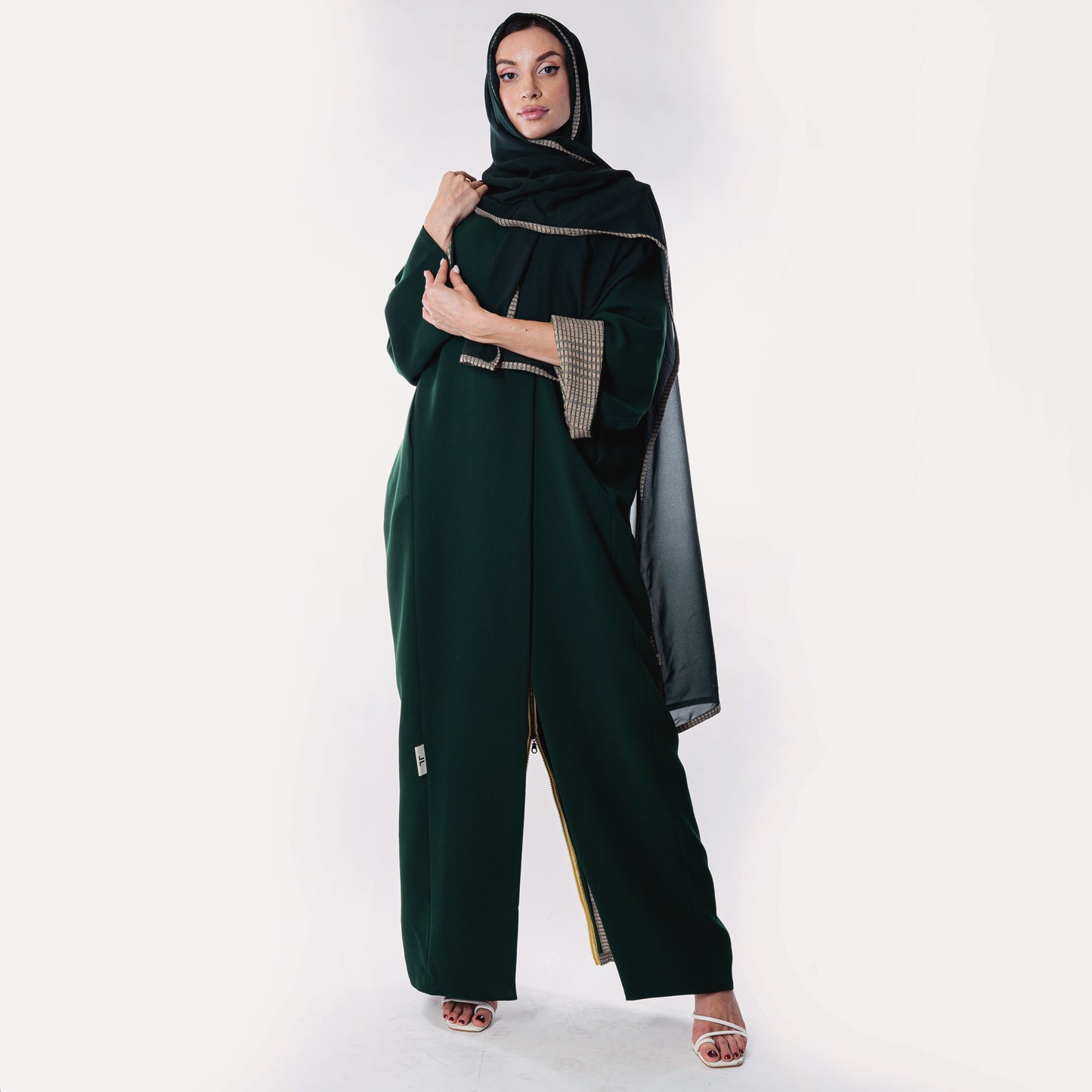 Dark Green Linen Abaya